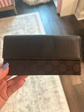 Gucci Brown & Dark Brown GG Monogram Continental Wallet